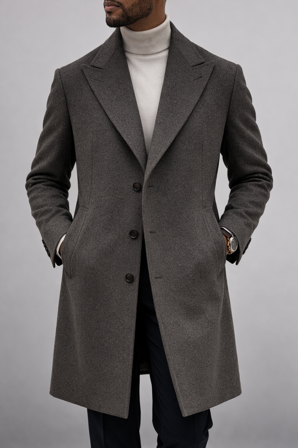 Classic overcoat w peak Lapel