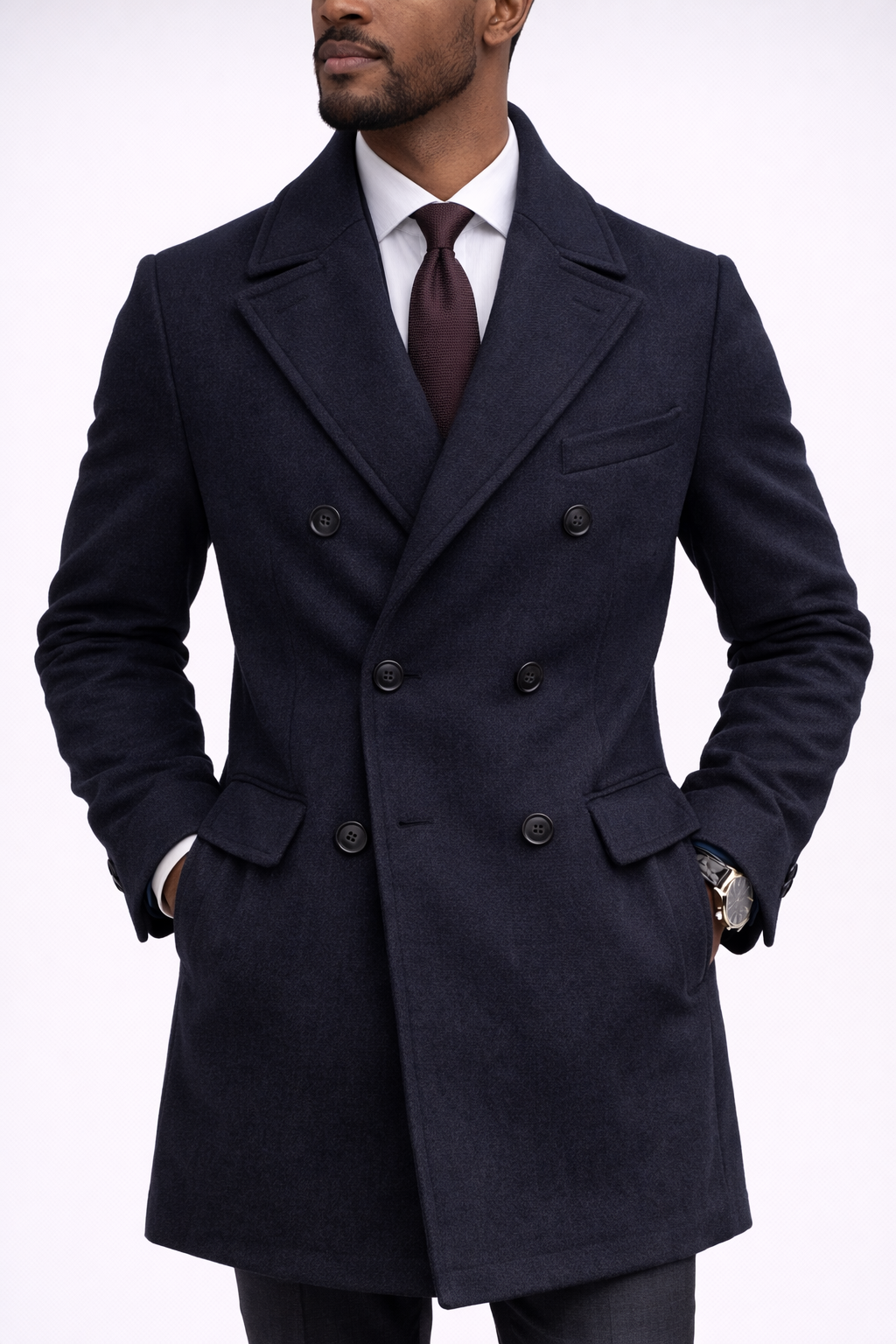 Top coat with notch lapel