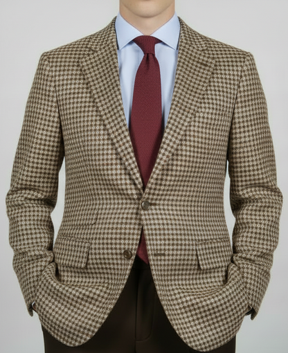 Brown Tweed Houndstooth Sport Coat