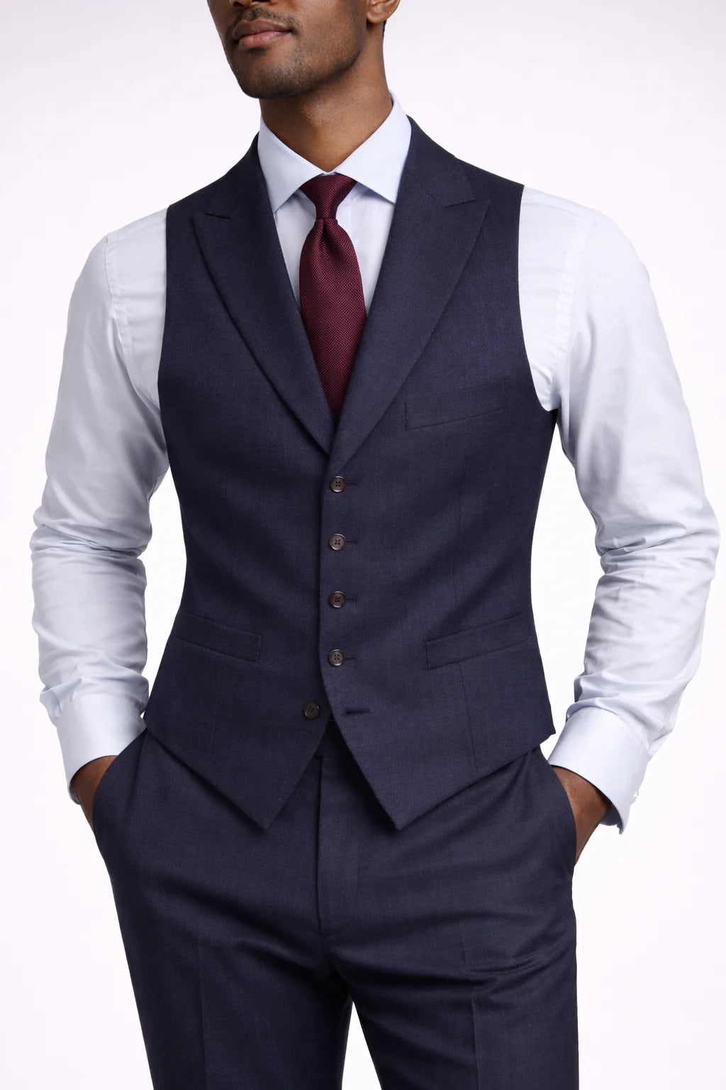 MTO Navy Vest w/ Peak Lapel